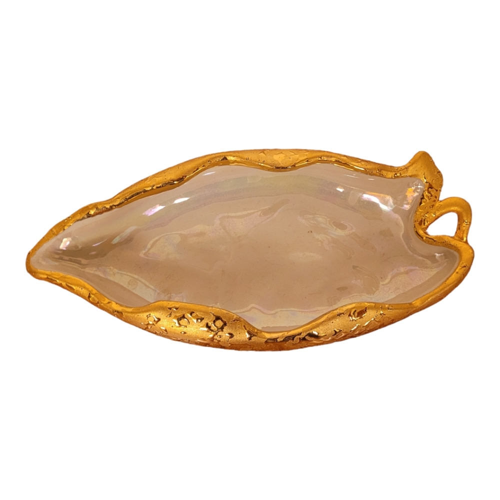 Vintage Weeping Bright Gold Leaf Dish